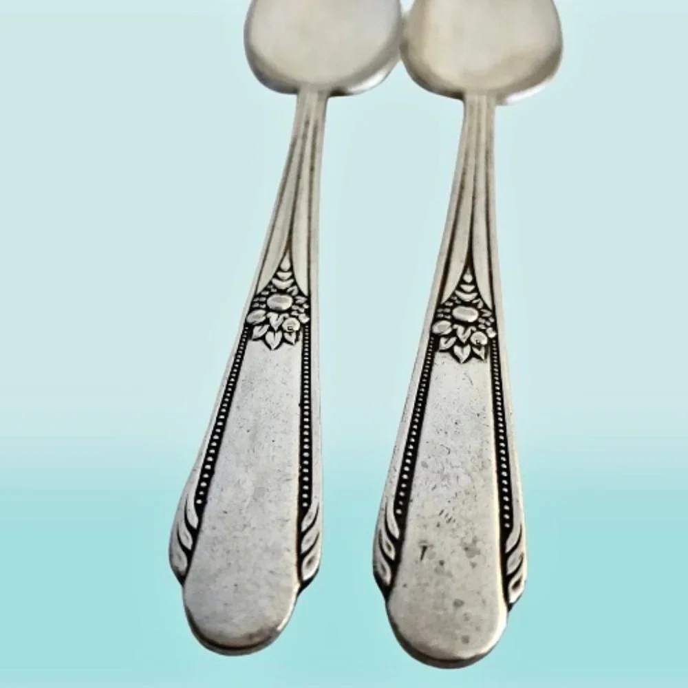Wm Rogers MEMORY Hiawatha 1937 Silver Plate SPOONS Flatware Tsp + Tbsp + Sugar 9